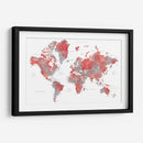 Mapa mundial rojo con ciudades Lyssah - Rosana Laiz Blursbyai | Cuadro decorativo de Canvas Lab