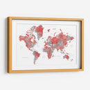 Mapa mundial rojo con ciudades Lyssah - Rosana Laiz Blursbyai | Cuadro decorativo de Canvas Lab