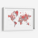 Mapa mundial rojo con ciudades Lyssah - Rosana Laiz Blursbyai | Cuadro decorativo de Canvas Lab