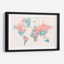 Mapa mundial en acuarela con ciudades Charlotte - Rosana Laiz Blursbyai | Cuadro decorativo de Canvas Lab