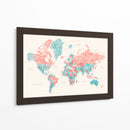 Mapa mundial en acuarela con ciudades Charlotte - Rosana Laiz Blursbyai | Cuadro decorativo de Canvas Lab