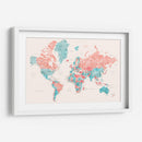 Mapa mundial en acuarela con ciudades Charlotte - Rosana Laiz Blursbyai | Cuadro decorativo de Canvas Lab