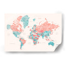 Mapa mundial en acuarela con ciudades Charlotte - Rosana Laiz Blursbyai | Cuadro decorativo de Canvas Lab