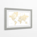 Mapa mundial de flores suaves con ciudades Remy - Rosana Laiz Blursbyai | Cuadro decorativo de Canvas Lab