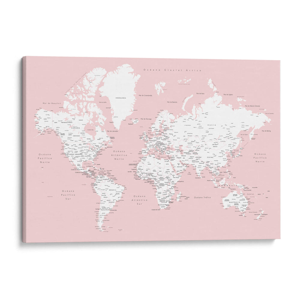 Mapa mundial en español Leire - Rosana Laiz Blursbyai | Cuadro decorativo de Canvas Lab