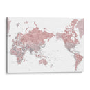 Mapa mundial centrado en el Pacífico en rosa polvoriento - Rosana Laiz Blursbyai | Cuadro decorativo de Canvas Lab