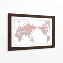 Mapa mundial centrado en el Pacífico en rosa polvoriento - Rosana Laiz Blursbyai | Cuadro decorativo de Canvas Lab