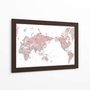 Mapa mundial centrado en el Pacífico en rosa polvoriento - Rosana Laiz Blursbyai | Cuadro decorativo de Canvas Lab
