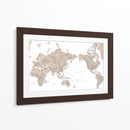 Mapa mundial centrado en el Pacífico en color topo - Rosana Laiz Blursbyai | Cuadro decorativo de Canvas Lab