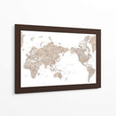 Mapa mundial centrado en el Pacífico en color topo - Rosana Laiz Blursbyai | Cuadro decorativo de Canvas Lab