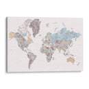 Mahler mapa mundial muy detallado con ciudades - Rosana Laiz Blursbyai | Cuadro decorativo de Canvas Lab