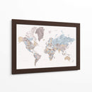 Mahler mapa mundial muy detallado con ciudades - Rosana Laiz Blursbyai | Cuadro decorativo de Canvas Lab