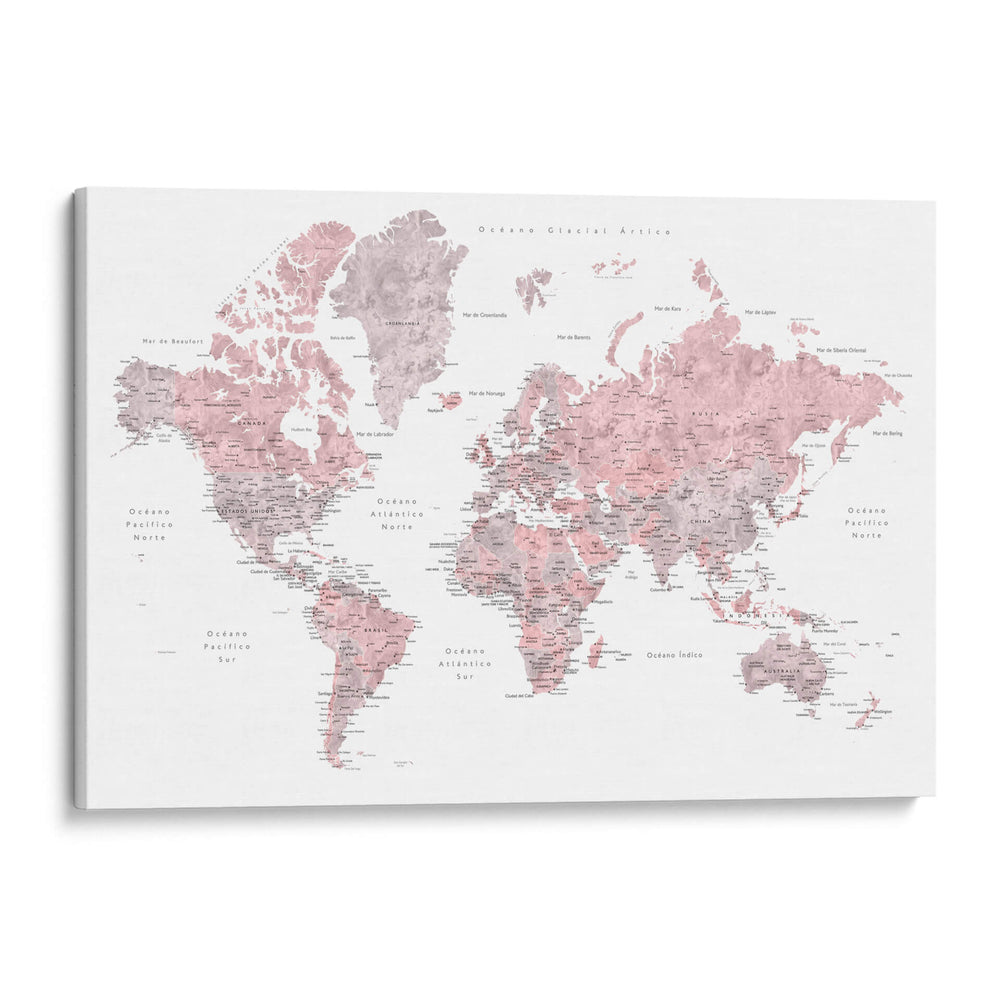 Mapa mundial en español Piper - Rosana Laiz Blursbyai | Cuadro decorativo de Canvas Lab
