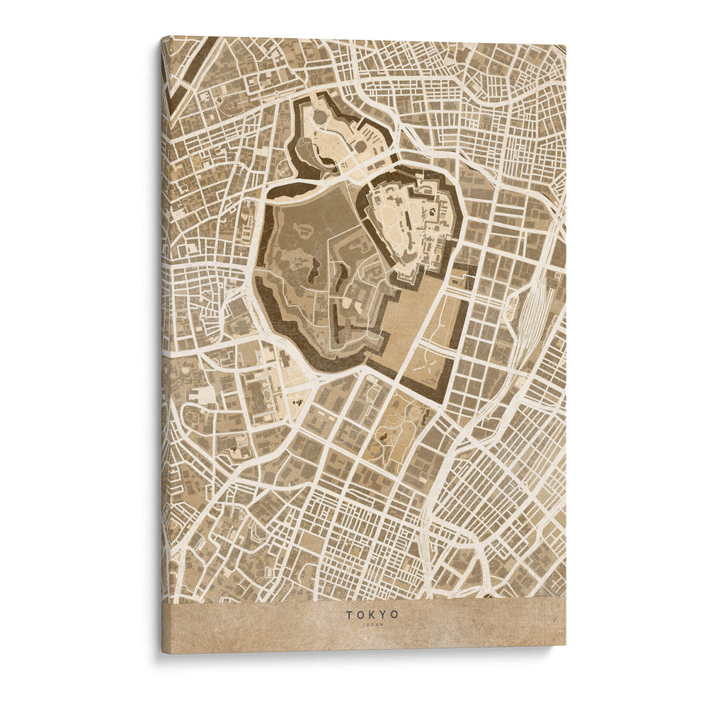 Mapa sepia de Tokyo - Rosana Laiz Blursbyai | Cuadro decorativo de Canvas Lab