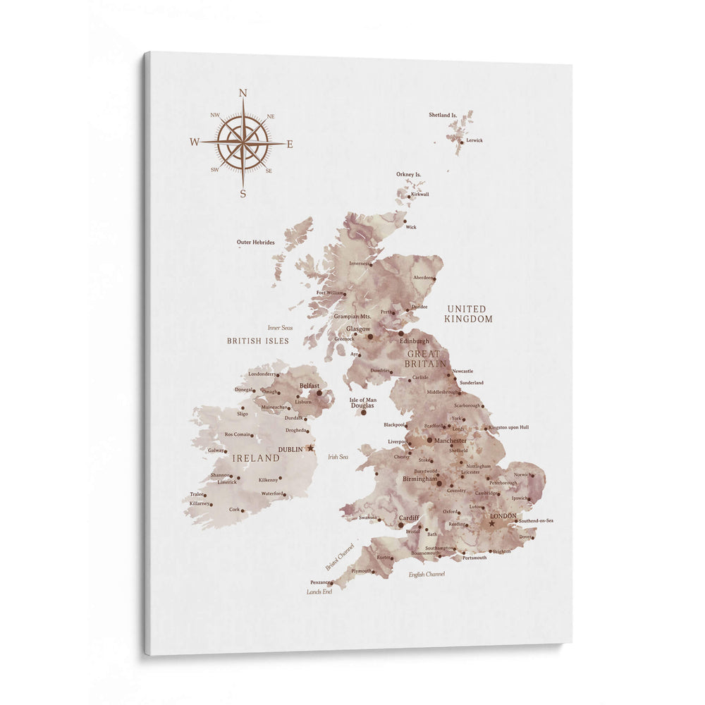Mapa color topo del Reino Unido - Rosana Laiz Blursbyai | Cuadro decorativo de Canvas Lab