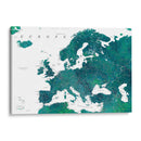 Mapa detallado verde azulado de Europa - Rosana Laiz Blursbyai | Cuadro decorativo de Canvas Lab