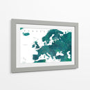 Mapa detallado verde azulado de Europa - Rosana Laiz Blursbyai | Cuadro decorativo de Canvas Lab