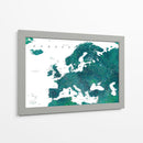 Mapa detallado verde azulado de Europa - Rosana Laiz Blursbyai | Cuadro decorativo de Canvas Lab