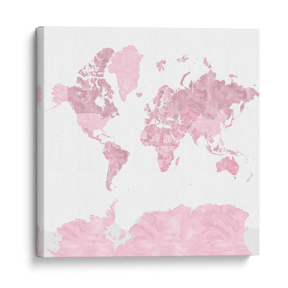 Mapamundi acuarela rosa Melit - Rosana Laiz Blursbyai | Cuadro decorativo de Canvas Lab