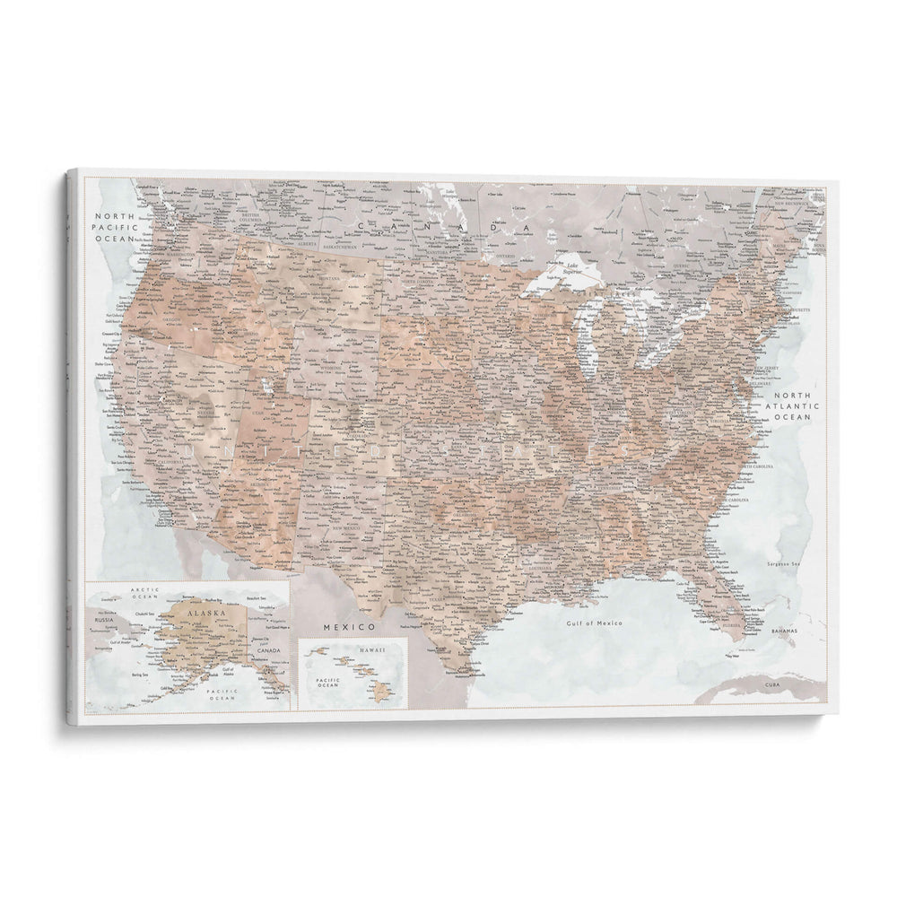 Mapa muy detallado de los Estados Unidos Calista - Rosana Laiz Blursbyai | Cuadro decorativo de Canvas Lab