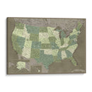 Mapa muy detallado de los Estados Unidos Camo - Rosana Laiz Blursbyai | Cuadro decorativo de Canvas Lab