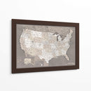 Mapa muy detallado de los Estados Unidos color topo oscuro - Rosana Laiz Blursbyai | Cuadro decorativo de Canvas Lab