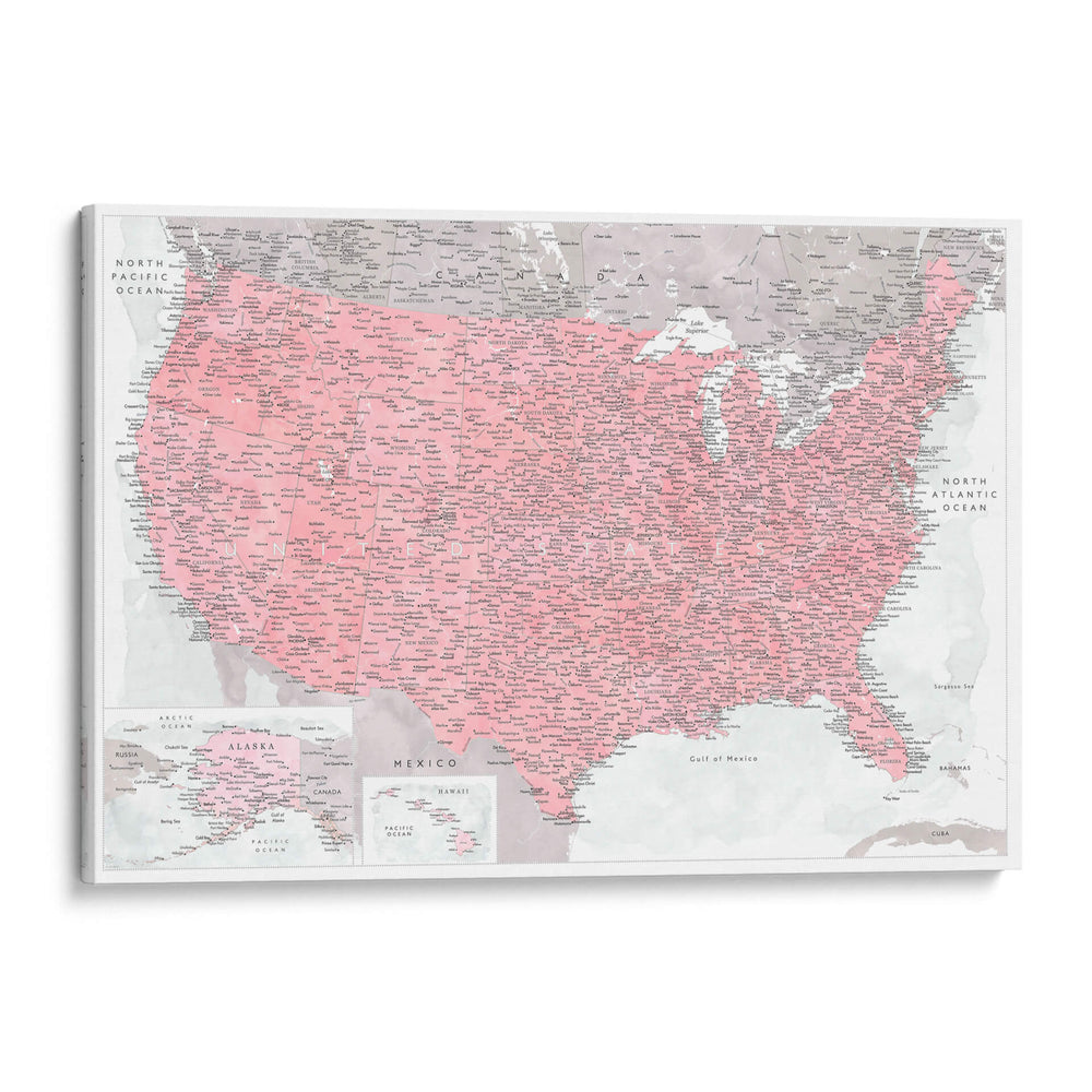 Mapa muy detallado de los Estados Unidos Gopi - Rosana Laiz Blursbyai | Cuadro decorativo de Canvas Lab