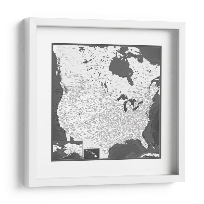 Mapa muy detallado de los Estados Unidos Olson II - Rosana Laiz Blursbyai | Cuadro decorativo de Canvas Lab