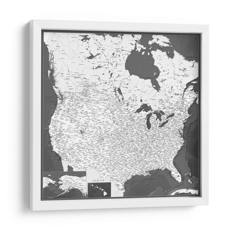 Mapa muy detallado de los Estados Unidos Olson II - Rosana Laiz Blursbyai | Cuadro decorativo de Canvas Lab