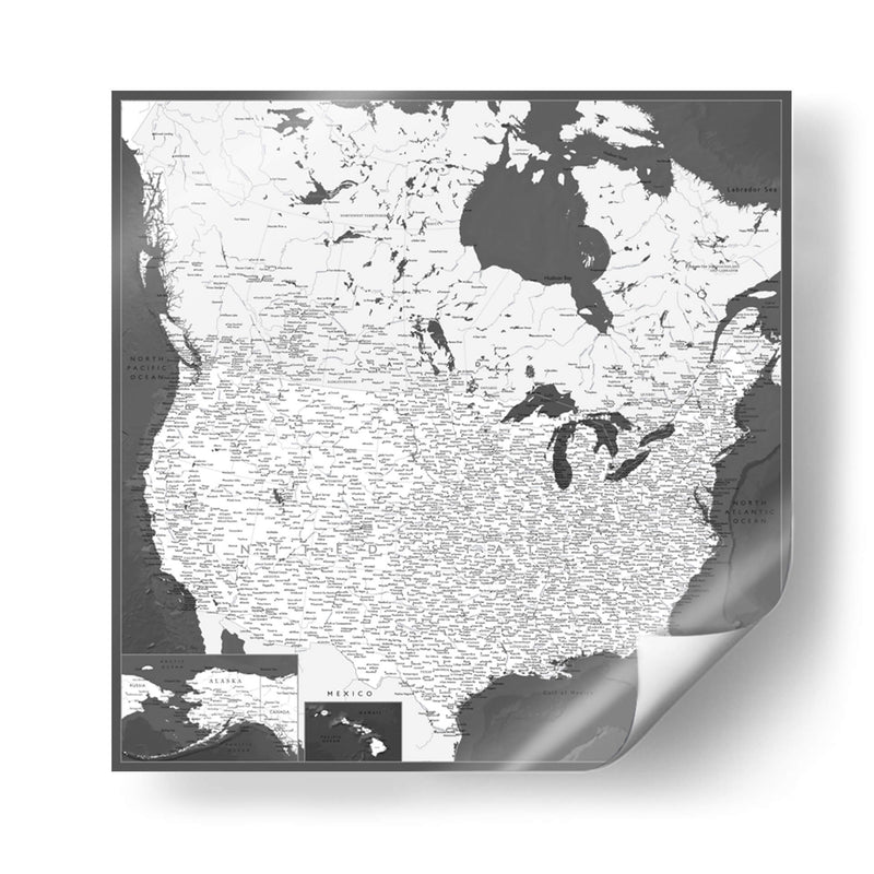 Mapa muy detallado de los Estados Unidos Olson II - Rosana Laiz Blursbyai | Cuadro decorativo de Canvas Lab