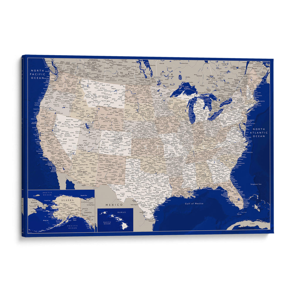 Mapa muy detallado de los Estados Unidos Kameryn - Rosana Laiz Blursbyai | Cuadro decorativo de Canvas Lab