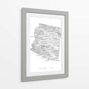 Mapa acuarela en escala de grises de Arizona, EUA - Rosana Laiz Blursbyai | Cuadro decorativo de Canvas Lab