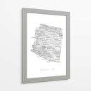 Mapa acuarela en escala de grises de Arizona, EUA - Rosana Laiz Blursbyai | Cuadro decorativo de Canvas Lab