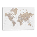 Mapa mundial detallado con ciudades Abey - Rosana Laiz Blursbyai | Cuadro decorativo de Canvas Lab