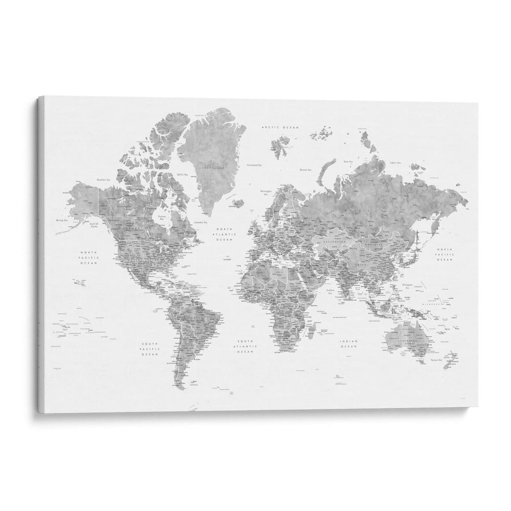 Mapa mundial detallado con ciudades Jimmy - Rosana Laiz Blursbyai | Cuadro decorativo de Canvas Lab