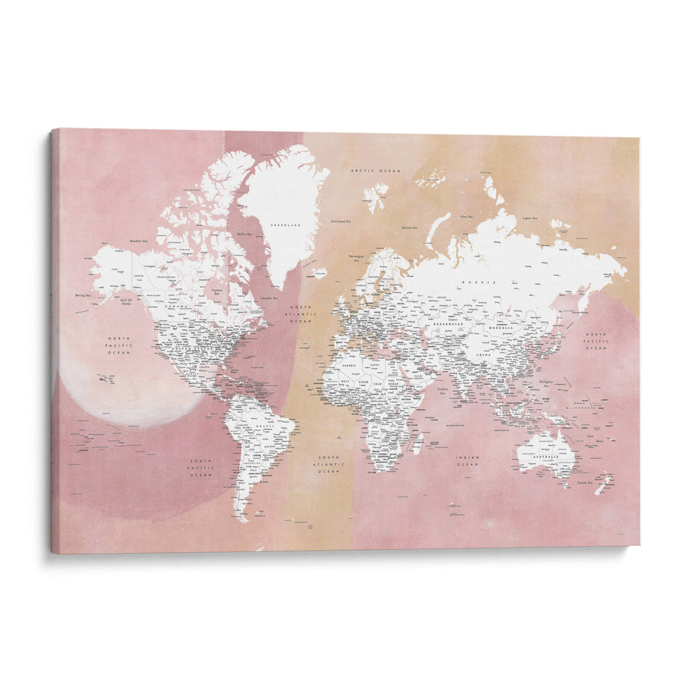 Mapa mundial detallado con ciudades Mizn - Rosana Laiz Blursbyai | Cuadro decorativo de Canvas Lab