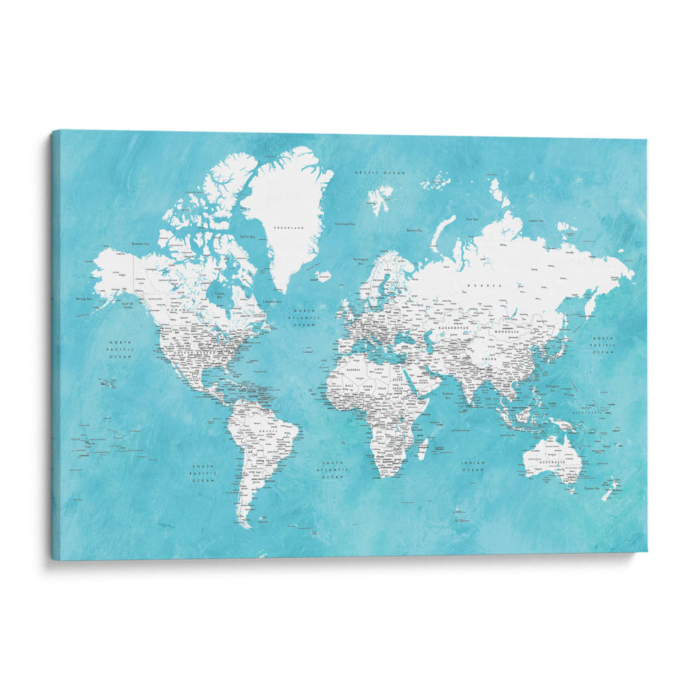 Mapa mundial detallado con ciudades Idrak - Rosana Laiz Blursbyai | Cuadro decorativo de Canvas Lab