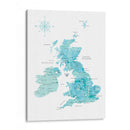 Mapa acuarela aguamarina del Reino Unido - United Kingdom - Rosana Laiz Blursbyai | Cuadro decorativo de Canvas Lab
