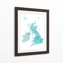 Mapa acuarela aguamarina del Reino Unido - United Kingdom - Rosana Laiz Blursbyai | Cuadro decorativo de Canvas Lab