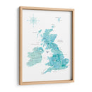 Mapa acuarela aguamarina del Reino Unido - United Kingdom - Rosana Laiz Blursbyai | Cuadro decorativo de Canvas Lab