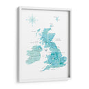 Mapa acuarela aguamarina del Reino Unido - United Kingdom - Rosana Laiz Blursbyai | Cuadro decorativo de Canvas Lab