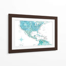 Mapa aguamarina de Estados Unidos y México - Rosana Laiz Blursbyai | Cuadro decorativo de Canvas Lab