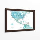 Mapa aguamarina de Estados Unidos y México - Rosana Laiz Blursbyai | Cuadro decorativo de Canvas Lab