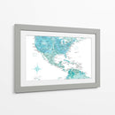 Mapa aguamarina de Estados Unidos y México - Rosana Laiz Blursbyai | Cuadro decorativo de Canvas Lab