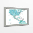 Mapa aguamarina de Estados Unidos y México - Rosana Laiz Blursbyai | Cuadro decorativo de Canvas Lab