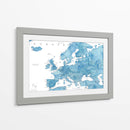 Mapa detallado azul de Europa - Rosana Laiz Blursbyai | Cuadro decorativo de Canvas Lab