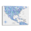 Mapa azul de Estados Unidos y el mar Caribe - Rosana Laiz Blursbyai | Cuadro decorativo de Canvas Lab