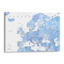 Mapa detallado de Europa en acuarela azul claro - Rosana Laiz Blursbyai | Cuadro decorativo de Canvas Lab