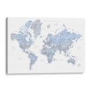 Mapa mundial azul en español - Rosana Laiz Blursbyai | Cuadro decorativo de Canvas Lab