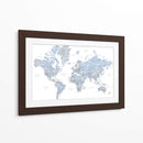 Mapa mundial azul en español - Rosana Laiz Blursbyai | Cuadro decorativo de Canvas Lab